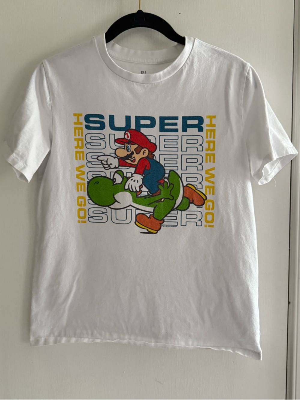 GAP Super Mario Kids Basic Crew Neck Tee - White Size XXL
